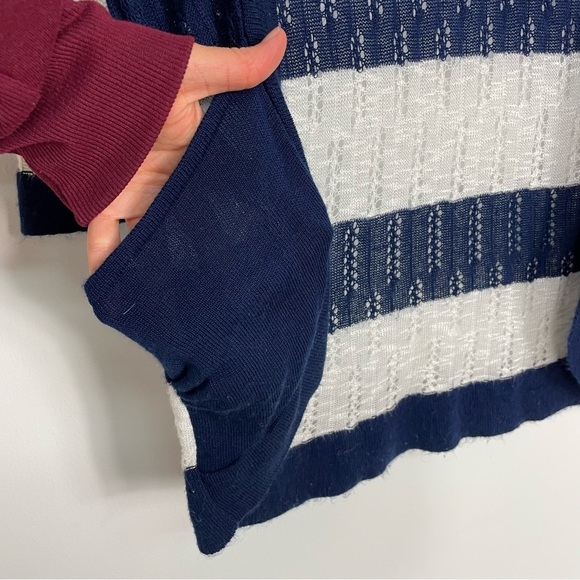 Sweet & Sinful Blue and White Striped Open Front Cardigan Size S - Picture 5 of 8